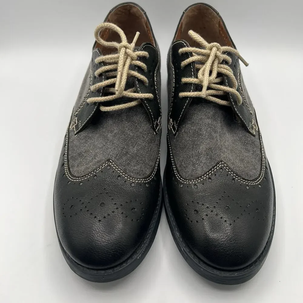 Clarks Delsin Wing Mens Wingtip Brogue Oxford Shoes Size 9.5 Black Leather Gray